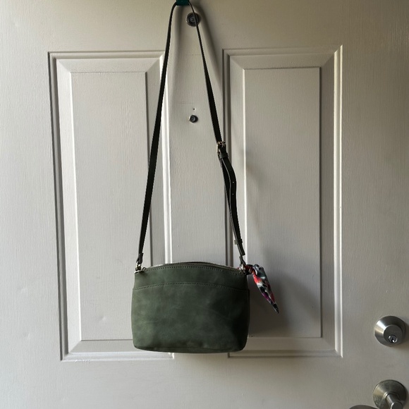 Nanette Lepore Crossbody Bag Purse Olive Green Faux Suede Adjustable Strap. - Picture 14 of 16